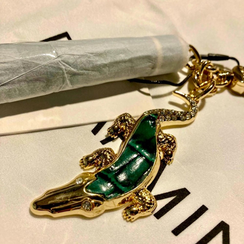 NWT Brahmin Croc Charm Tassel - Emerald Melbourne